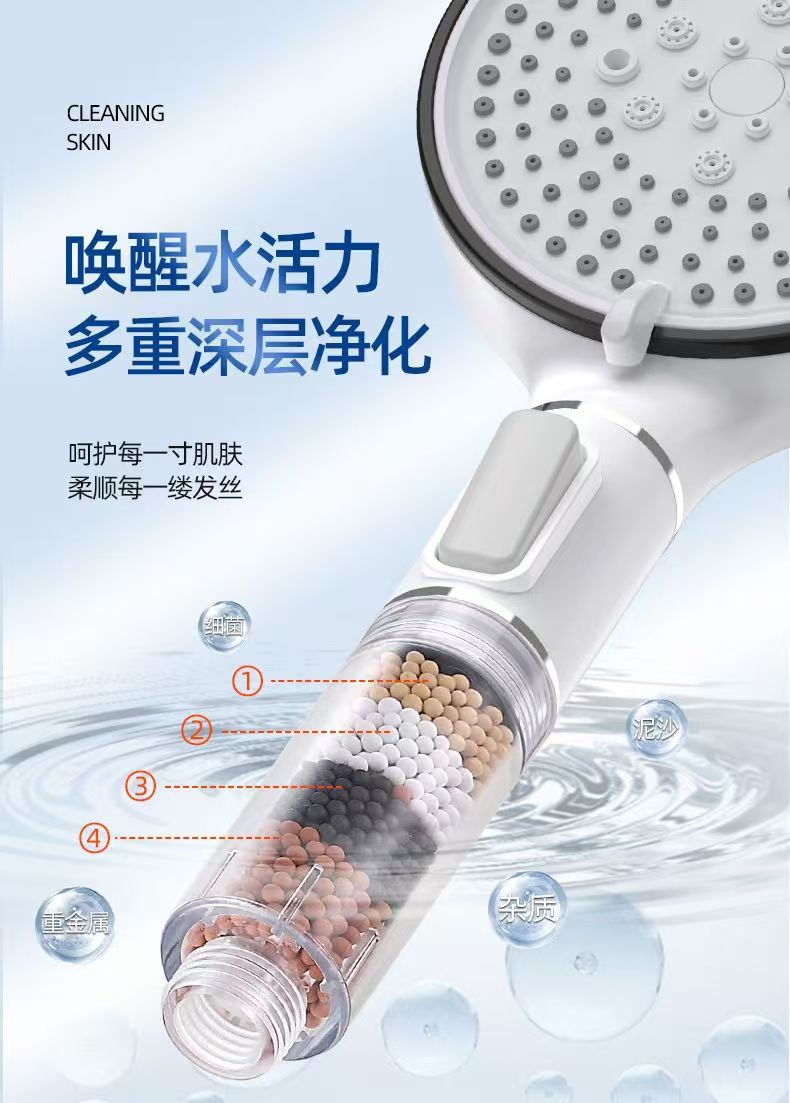 Filtering, pressurized shower head, shower head, home bathroom, bath, rain shower, bathroom, bathroom heater, handheld showerhead set undefined