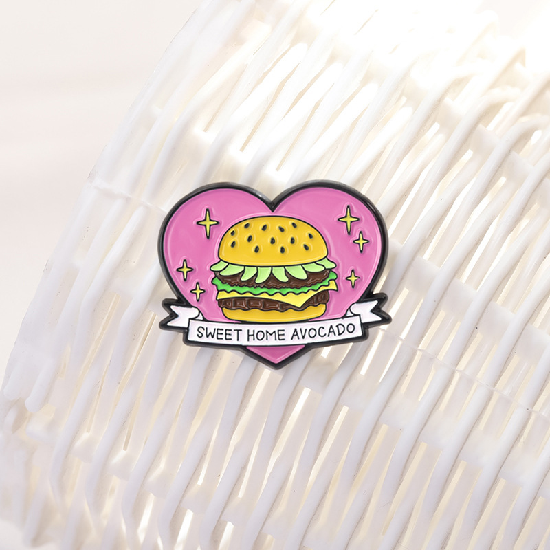 Streetwear Pin Letter Hamburger Alloy Stoving Varnish Unisex Brooches display picture 3