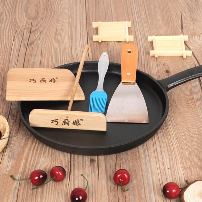 加厚鑄鐵平底鍋烙餅鍋家用無塗層不粘鍋攤煎餅果子手抓餅煎餅鏊子