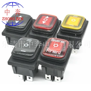 KCD4 16A250V 6脚3档 红色带灯 连体防水船型开关 双卡位船型开关