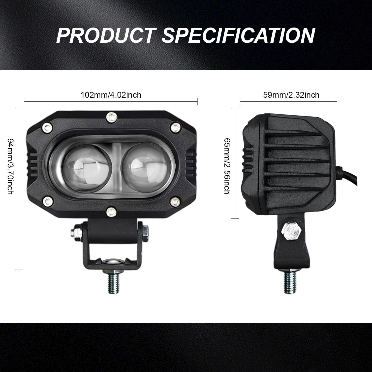 Cross-Border 4inch Spotlights for Mountain Electric Bikes Suitable for Yozma in 10 Off-Road Vehicles, Super Bright Work Lights