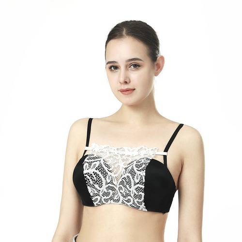 Underwire-free, seamless, one-piece lace-capped bust supporter for backless tops
