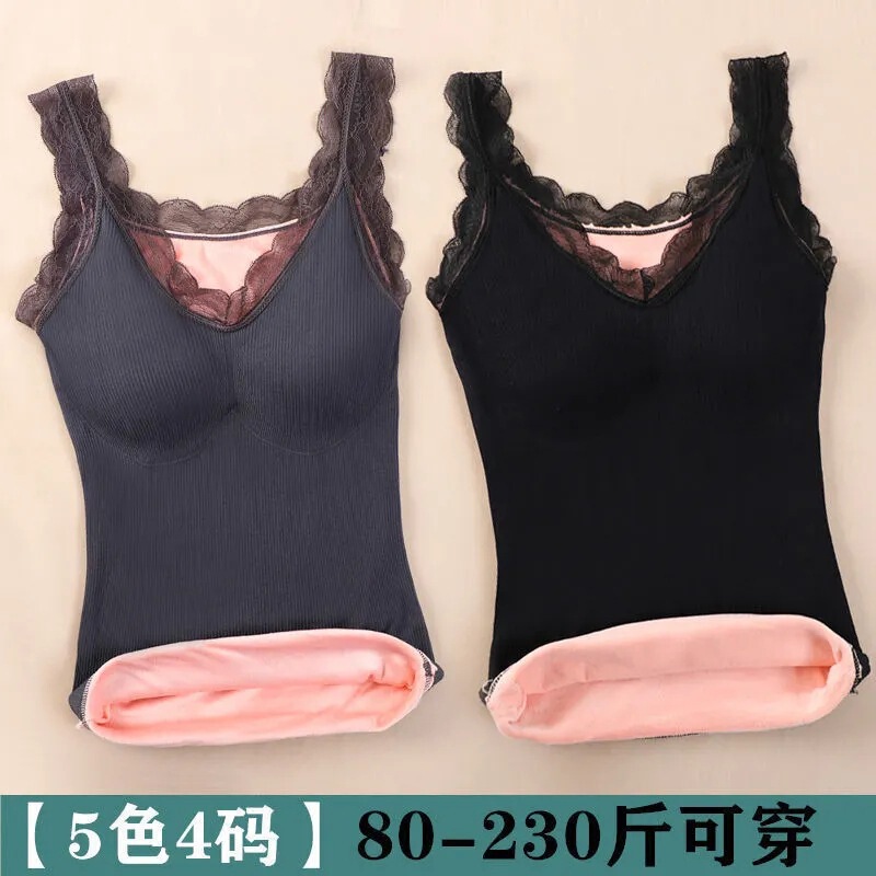 Thickened fleece-lined Thermal Underwear Women's Thermal Vest Women's Inner Wear Outer Wear Beautiful Back Wear Free Bra fleece-lined Base Shirt Thickened fleece-lined Thermal Underwear Women's Thermal Vest Women's Inner Wear Outer Wear Beautiful Back Wear Free Bra fleece-lined Base Shirt