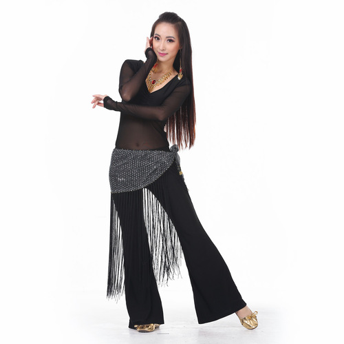 Medium wrinkle + practice pants + tassel scarf New practice clothes set Tassel Indian dance costume three-piece set