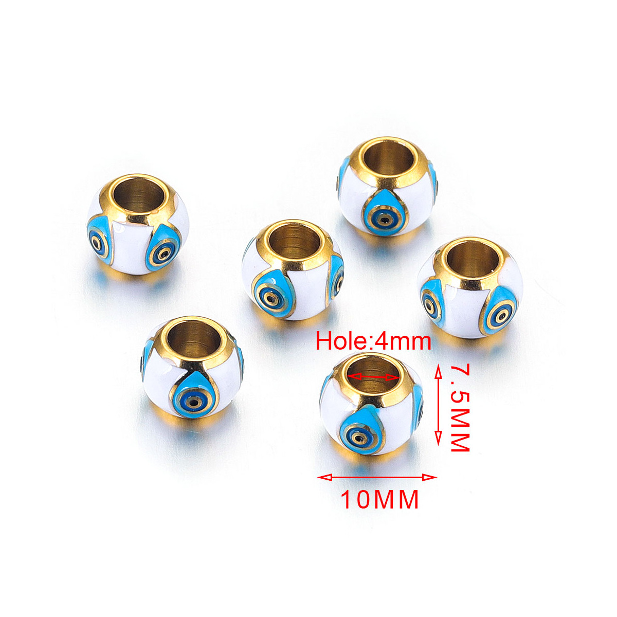 5 PCS/Package Quantity 304 Stainless Steel Material 5 PCS/Package 10*8mm Hole 4~4.9mm 304 Stainless Steel Eye Flower DIY Jewelry Accessories Beads