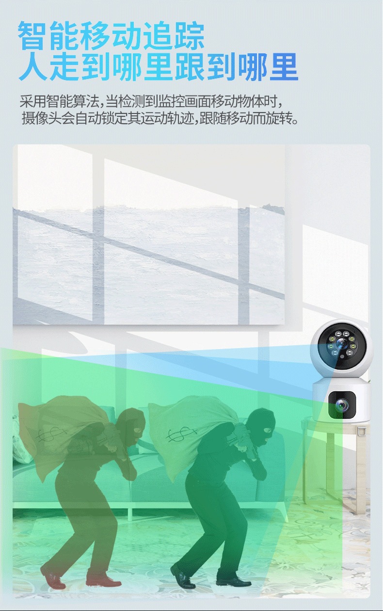 V380双镜头4G高清夜视智能监控摄像头室内家用wifi手机远程监控头