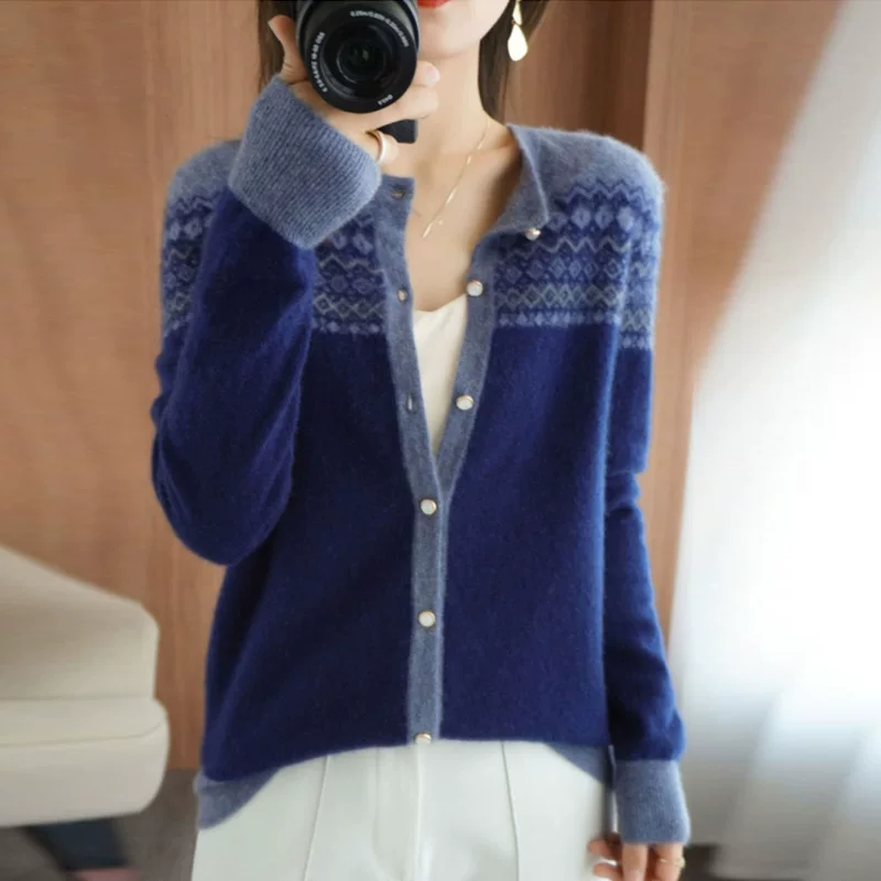 Woolen long-sleeve, knitted cardigan, jacket