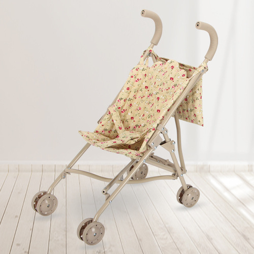 Dropshipping Nordic Danish Mini Floral Doll Stroller—Stylish Little Red Book KS Play House Hand-Push Cart