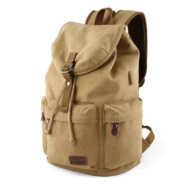 Retro Canvas Backpack Men's Backpack Fashion Middle School Student Bag Computer Bag Large Capacity Mountaineering Travel K4