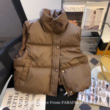 2025韩版免洗亮面羽绒棉马甲女宽松短款防水马夹冬季外穿坎肩背心