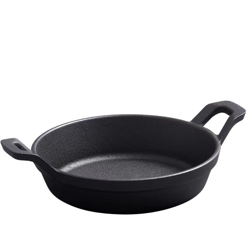 12cm16cm18cm 새로운 스타일 주방용품 주철 프라이팬 이중 귀 팬 두껍게 코팅되지 않은 계란 만두 가정용 철 팬