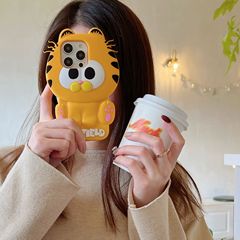 適用蘋果15promax可愛加菲貓手機殼iPhone15/14/13/12pro全包防摔