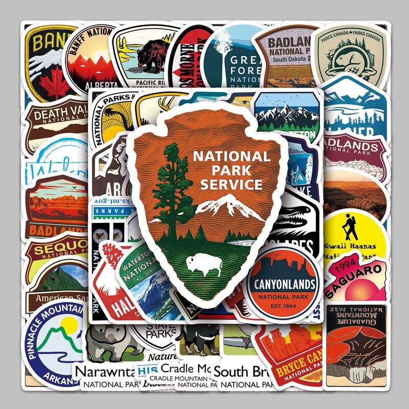 50 sheets of non-repeating national park icon landmark outdoor travel graffiti luggage waterproof decoration removable sticker