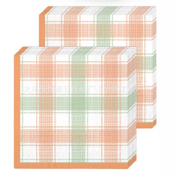 [Ready Stock] Autumn Textured Orange and Green Plaid Tissue Children's Holiday Party Decorative Tissue