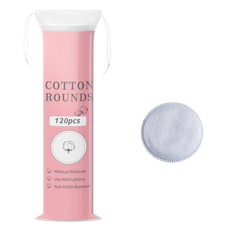 Discos de algodón redondos estilo inglés, algodón spunlace, algodón acolchado compuesto de tres capas, discos desmaquillantes con borde cosido y relieve, engrosados.