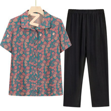 奶奶装夏装短袖衬衫中老年人女装夏季套装老人衣服小个子妈妈上衣