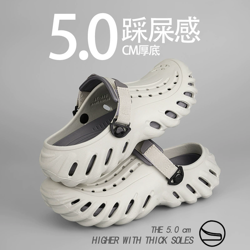 Мужские туфли Croc на толстой подошве 5,0, нескользящие дышащие повседневные сандалии Baotou для пляжного вождения, удобные для ношения на улице