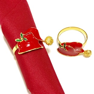 Temu Christmas Hat Napkin Ring Amazon Popular Christmas Napkin Ring Cloth Buckle Hotel Red Napkin Buckle