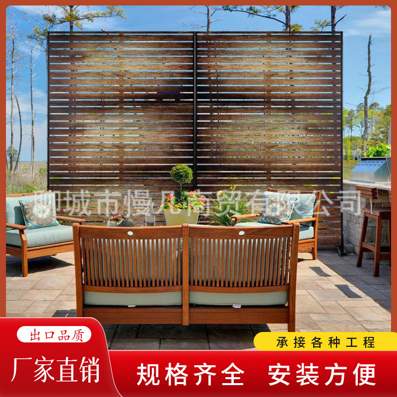 Laser Cut Metal Solid Wood Screen Office Fence Partition Wall Living Room Entrance Hollow Panel Privacy Decoration