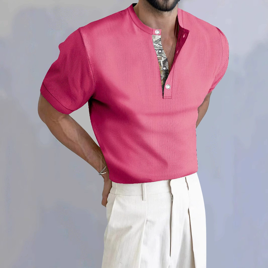 Летняя мужская поло с коротким рукавом, вафельная ткань, воротник-стойка, камуфляж, европейский и американский стиль, большие размеры