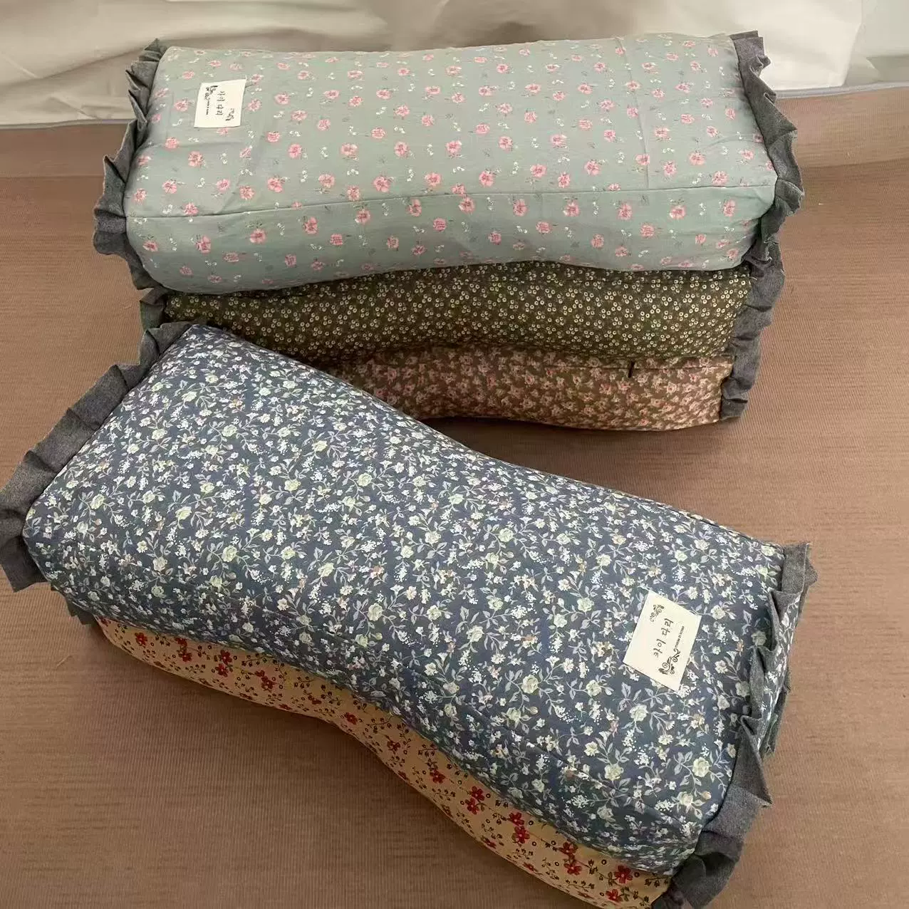 Подушка с наполнителем из рисовой шелухи и гречневой шелухи, хлопковая, в пасторальном стиле, с завышенной талией, в корейском стиле, с цветочным принтом, от производителя P.