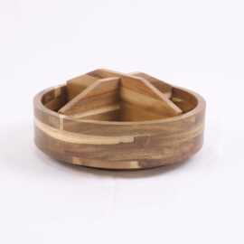 相思木可旋转水果盘干果盘实木分格果盒创意可拆卸桌面收纳盒