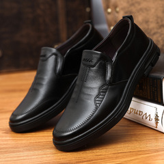 Boots for Men 2023 Autumn New Style Slip-on Daily Leisure Shoes Soft Sole Father's Shoes Flat Mid-Age Leather Shoes