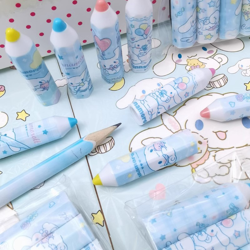 Sanrio perro de orejas grandes Yugui perro tapa de lápiz tapa de la pluma de la escuela primaria estudiante de dibujos animados lindo lápiz de aspecto alto cubierta protectora.