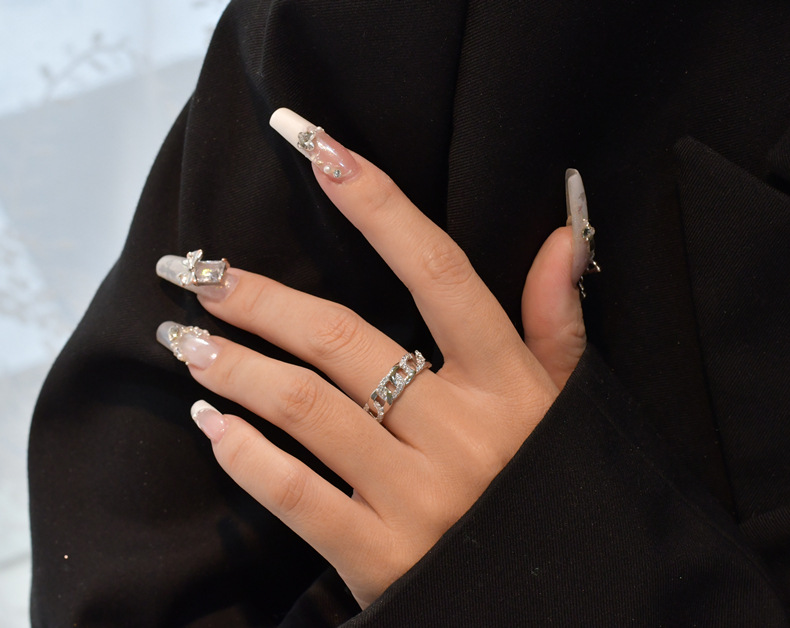 Fashion Geometric Sterling Silver Inlay Zircon Rings 1 Piece