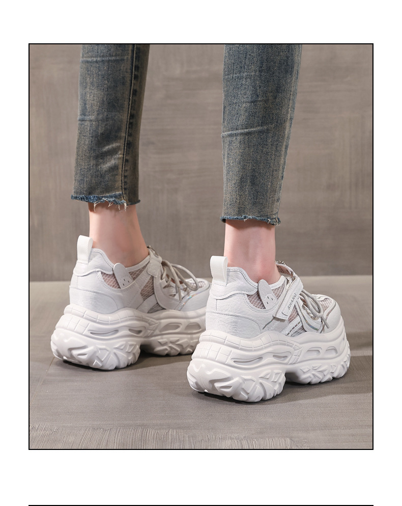Giày sneaker nữ chunky đế dày lưới thoáng khí tăng chiều cao — màu tím chi tiết 16