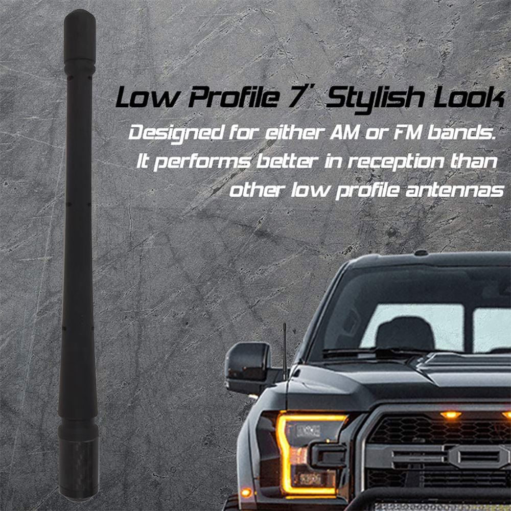 1 Set of Antenna + Screws 7inch Black Suitable for Ford F150 Raptor 09-22 Off-Road Vehicle Fm Rubber Antenna