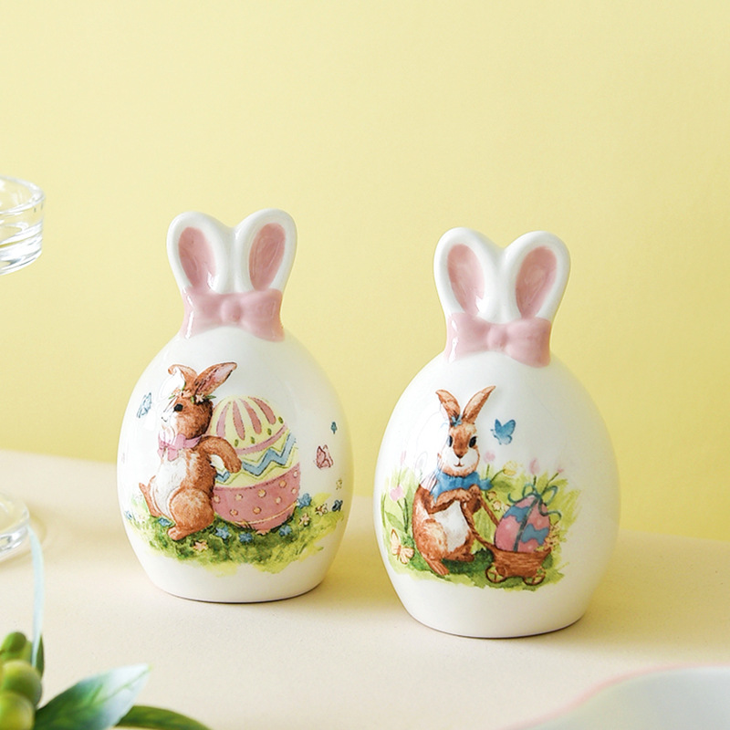 Cerámica de Pascua dibujos animados conejo adorable hogar conejo oreja picer botella de sabor para el hogar nuevos productos de preventa