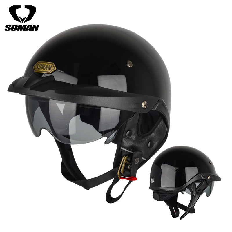 Half Helmet Electric: Motuoche Motosiklet kaskı (dəbilqə) - h3-gloss-black-abs-m