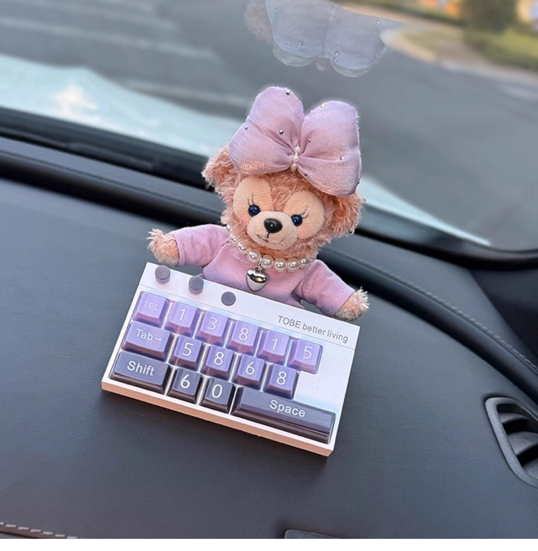 High-End Purple Color Temporary Parking Sign, Cute Shirley Rose Moving Car Number Plate, Multifunctional Car Interior Decoration