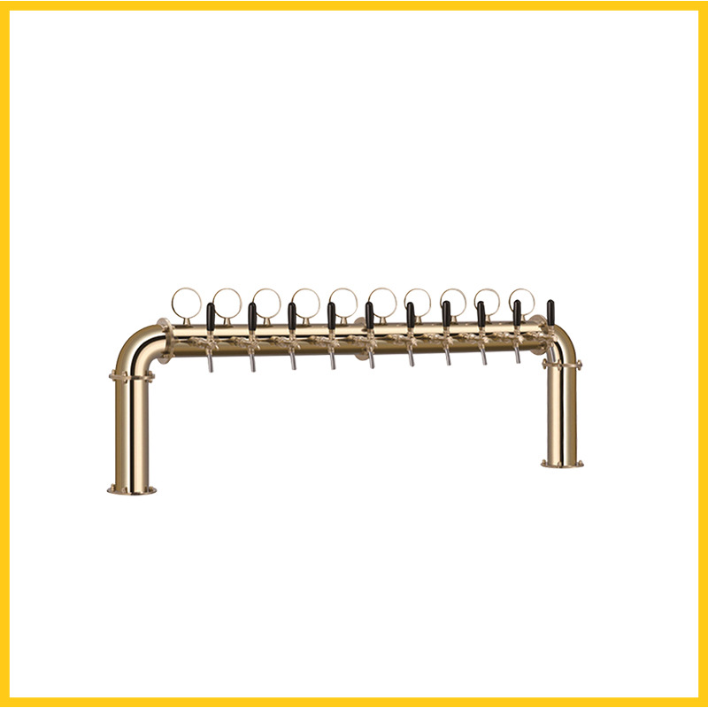 扎啤机酒柱不锈钢u型10头酒柱金色带LED灯吧台机门型酒柱可 定 制