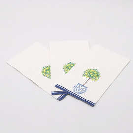 厂家定制一次性宴会派对餐厅纸巾 蓝边青花瓷盆栽图案印花餐巾纸