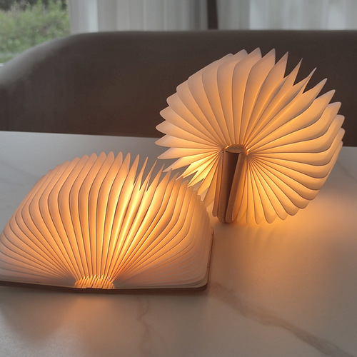Factory Wholesale Creative Folding Book Lamp Mid-Autumn Festival Gift USB Rechargeable Night Lamp Wooden LED Page Flip Book Lamp