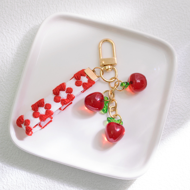 Cute Sweet  Strawberry Arylic Bag Pendant Keychain display picture 8