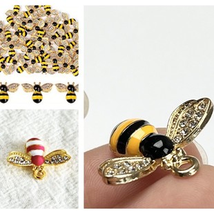Bee DIY Accessories Insect Animal Alloy Oil Dropping Hair Accessories Earrings Rubber Tendon Pendant Handmade Accessories