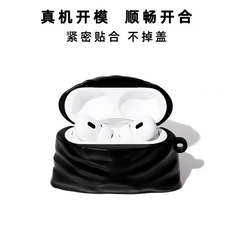3D black trash bag Huawei FreeClip earphone case, a creative silicone soft case with a realistic trash bag design 3D black trash bag Huawei FreeClip earphone case, a creative silicone soft case with a realistic trash bag design
