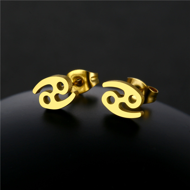 Cancer twelve constellation pendant stainless steel necklace earrings set