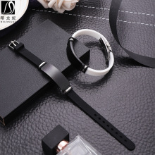 欧美跨境饰品 硅胶钛钢运动手环 光面个性刻字不锈钢情侣手链批发