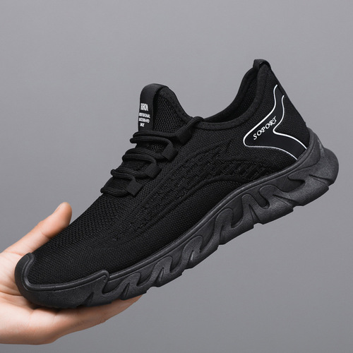 Men's shoes fly knitted spring new breathable thin mesh fly knitted fabric casual all-matching men's sneakers