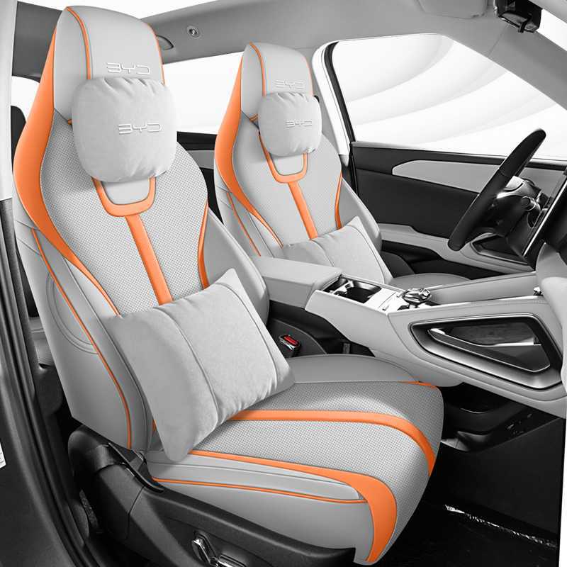 Modelə uyğun (Original) oturacaq örtükləri: BYD Cover Four Seasons - gray-orange-maybach-luxury-edition-note-car-model-year-rear-row-half-cover