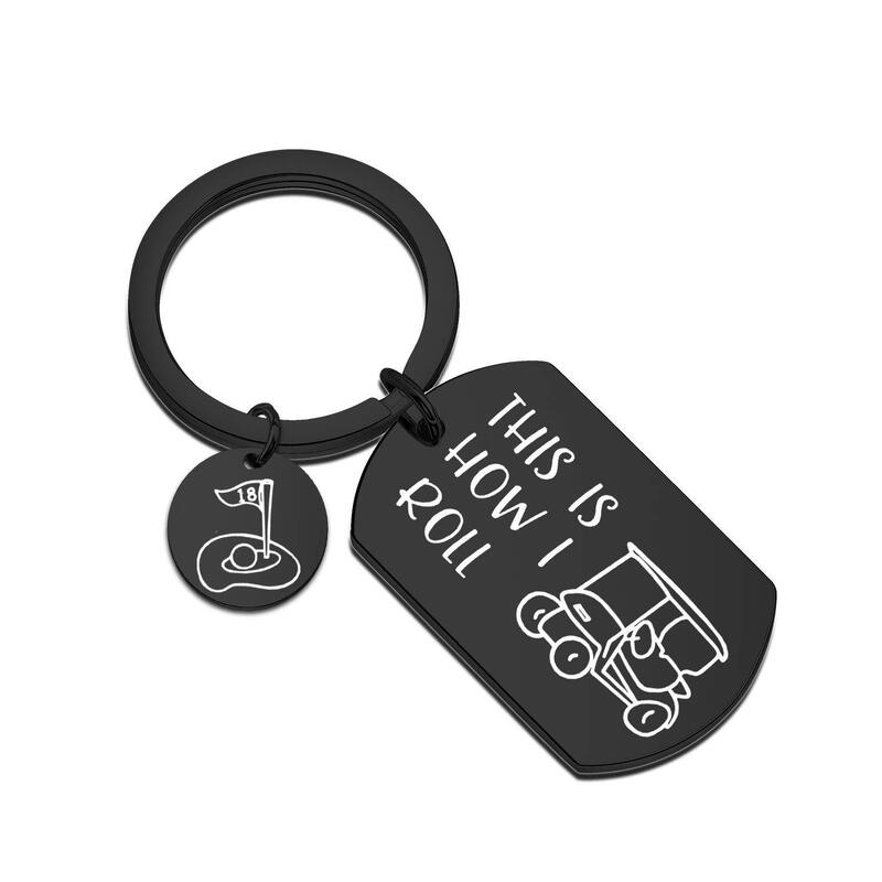 Cross-Border European and American Best-Selling Golf Cart Gifts from His Fiancé to His Best Friend Stainless Steel Keychain