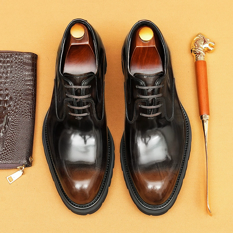 [Предварительная продажа без пятно] первый слой кожаной обуви из коровьей кожи