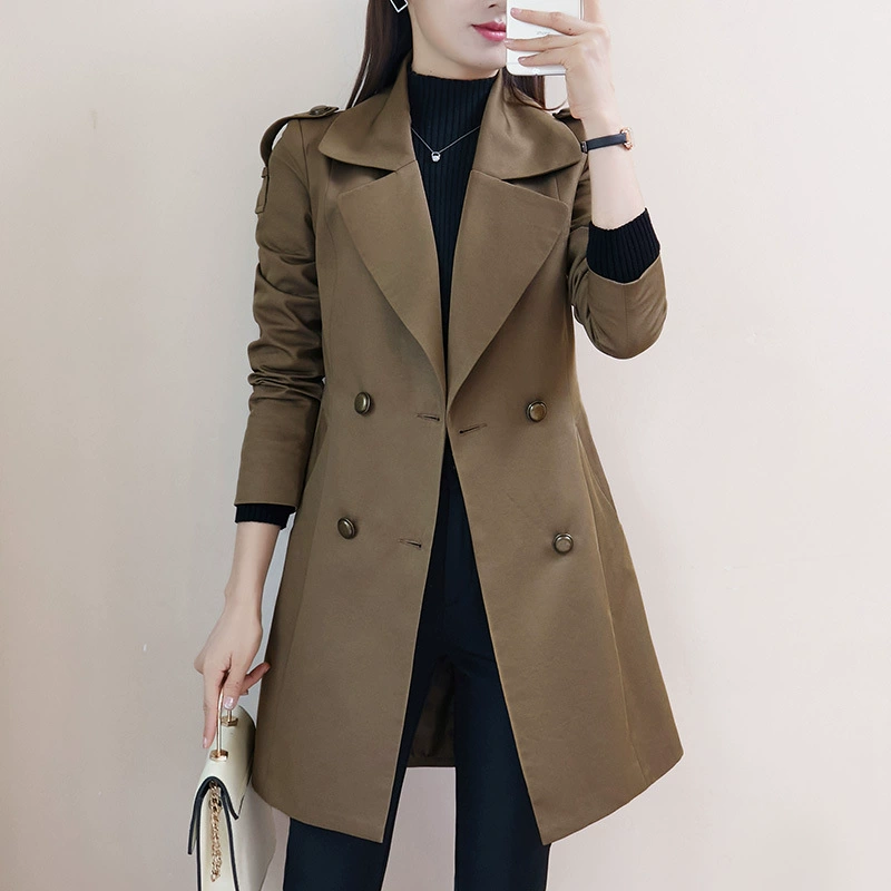 Куртка-ветровка 165 для женщин, новая осенняя модель, средней длины, высококачественная, больших размеров 100kg для полных женщин и миниатюрных фигур.