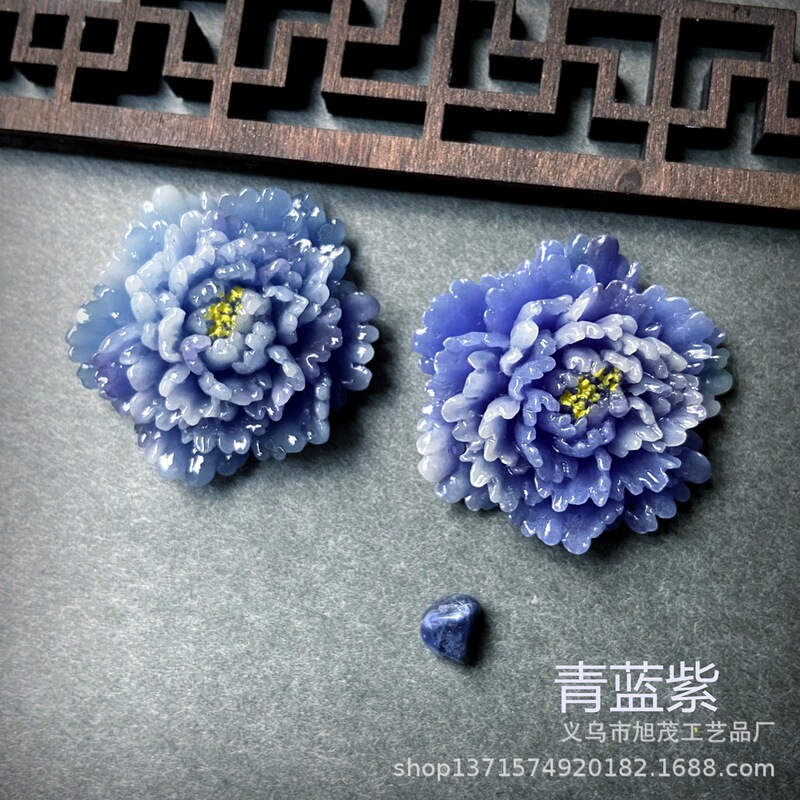 カラフルな氷透明翡翠の花牡丹の花の頭飾りペンダントネックレスヘアピン DIY 樹脂ジュエリーアクセサリー携帯電話ケースの装飾|undefined