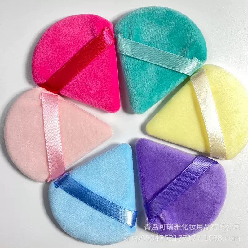 现货三角粉扑 扇形短绒干粉扑 水晶绒三角粉扑蜜粉散粉扑批发