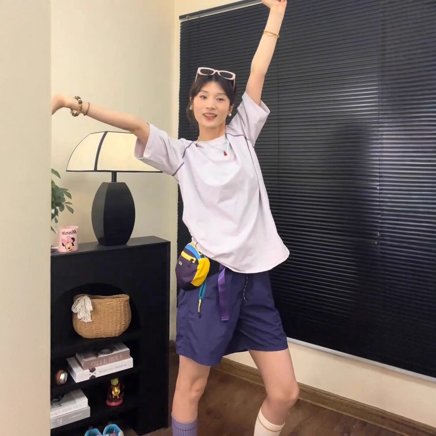 紫色冰丝速干短裤女款夏季薄款山系户外运动裤子羽毛球骑行五分裤